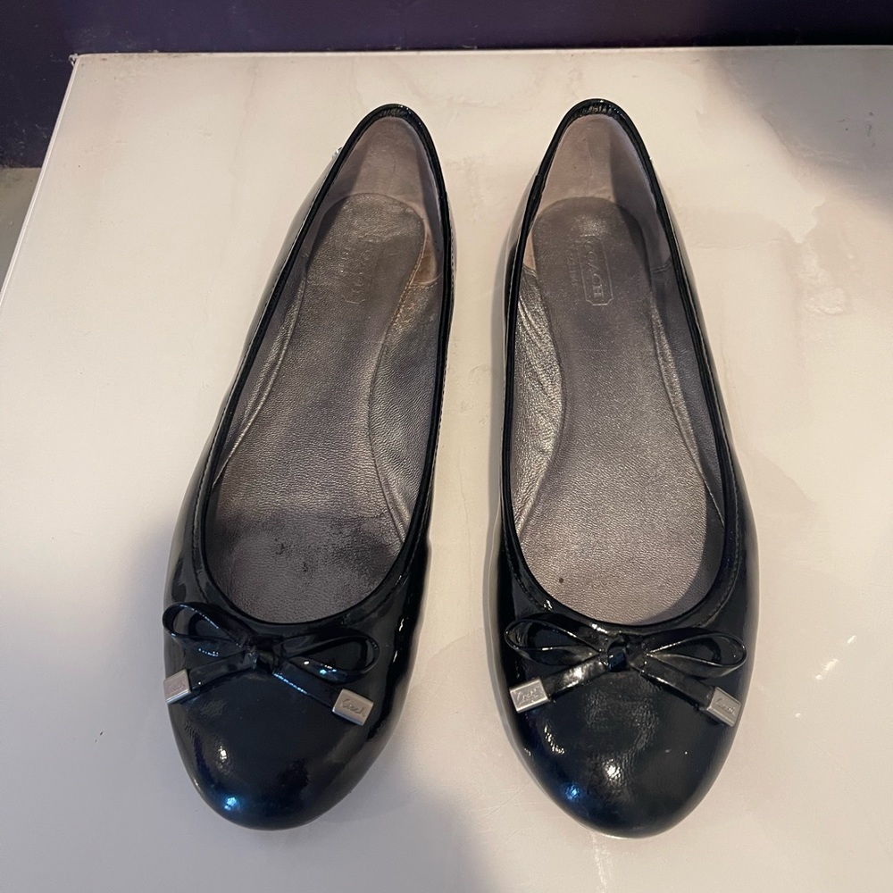 Coach black dotty patent ballet flats